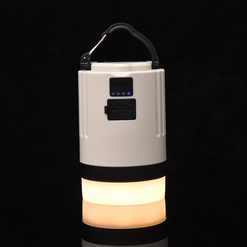 Nuevo al aire libre recargable linterna de luz fuerte portátil multi-funcional luz cálida que cambia de color camping campamento linterna luz de la tienda