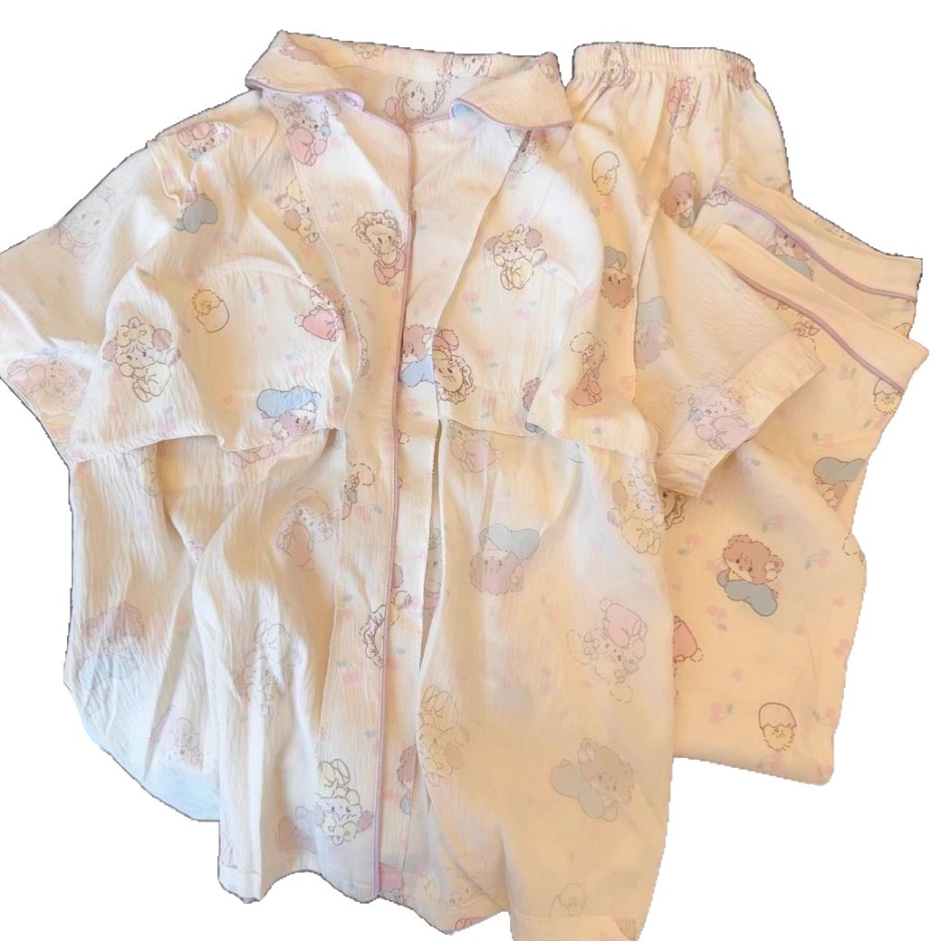 Nube de algodón pareja pijama de verano nuevo tamaño grande suelto dos piezas conjunto de dibujos animados se puede usar ropa de casa