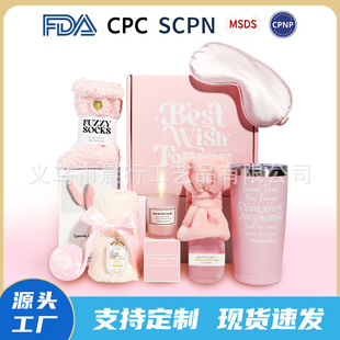 Cross-border Bath Gift suit Aromatherapy Candle Pink Bath Gift Box Socks Accompanying Gift Creative Birthday Gift