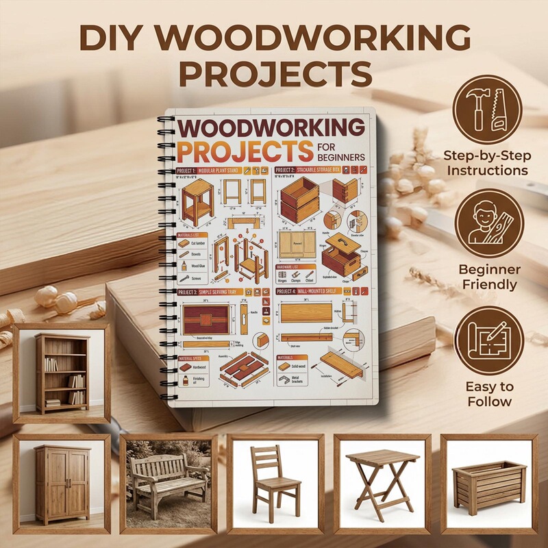 Cross-Border Amazon Temu New Woodworking Project Plan Notebook with Step-By-Step Woodworking Project Plans