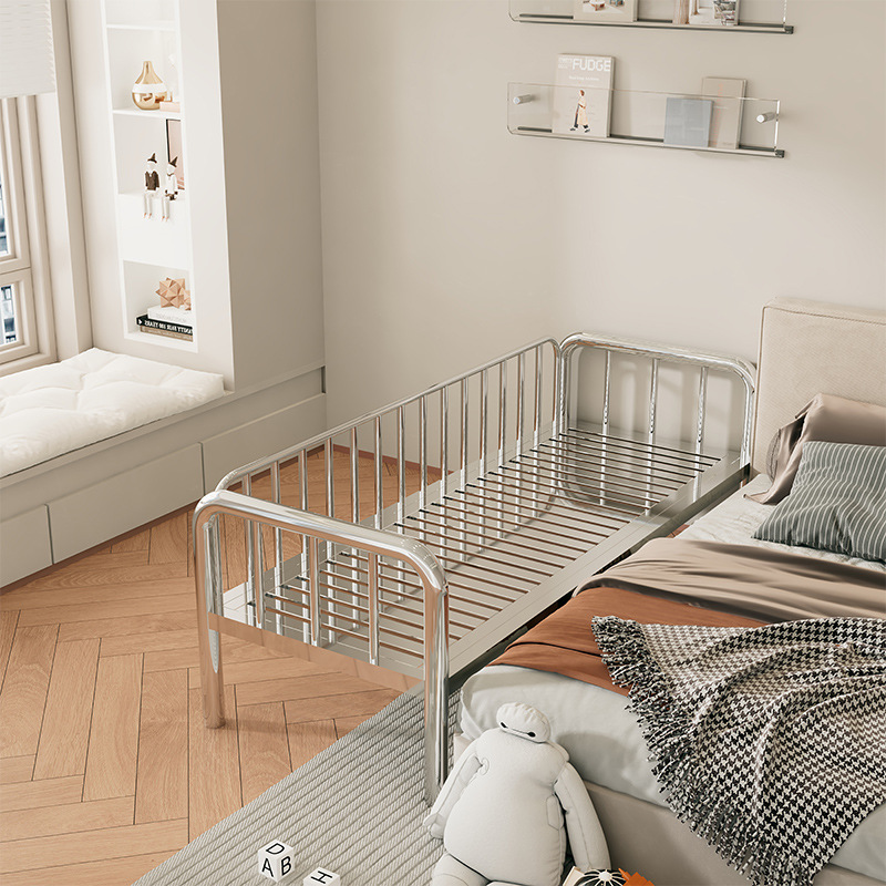 201 stainless steel children's bed original color-curved guardrail