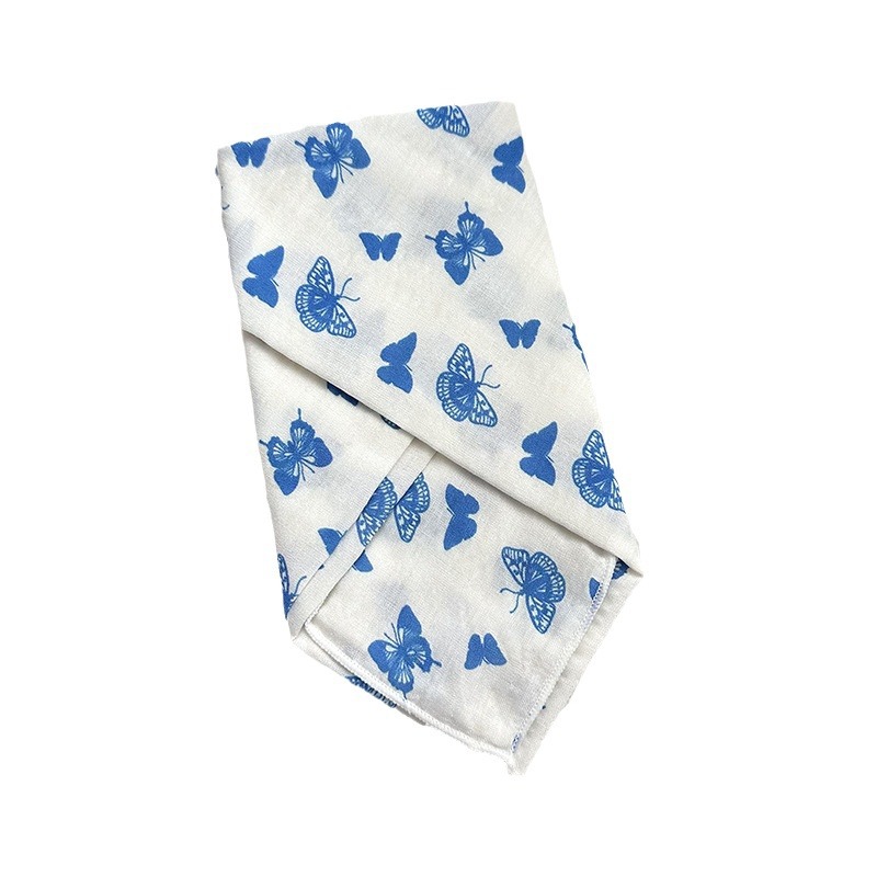 55 bufanda de seda, cinturón para el cabello, algodón y lino, bufanda cuadrada pequeña, arte coreano, moda de todo fósforo, primavera y otoño, nueva bufanda de temperamento, bufanda