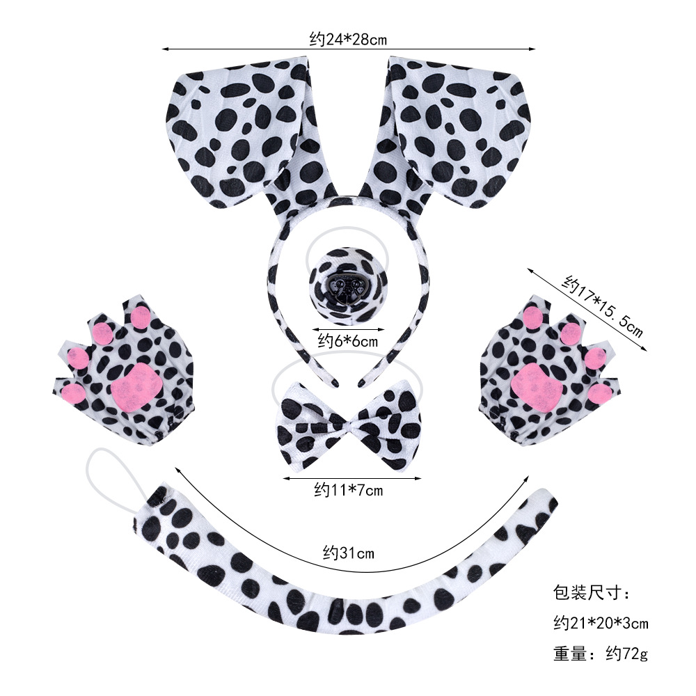 Suministro transfronterizo de Halloween, nueva diadema de perro salchicha, falda de malla con nariz de perro manchada, traje de actuación, accesorios de vestir