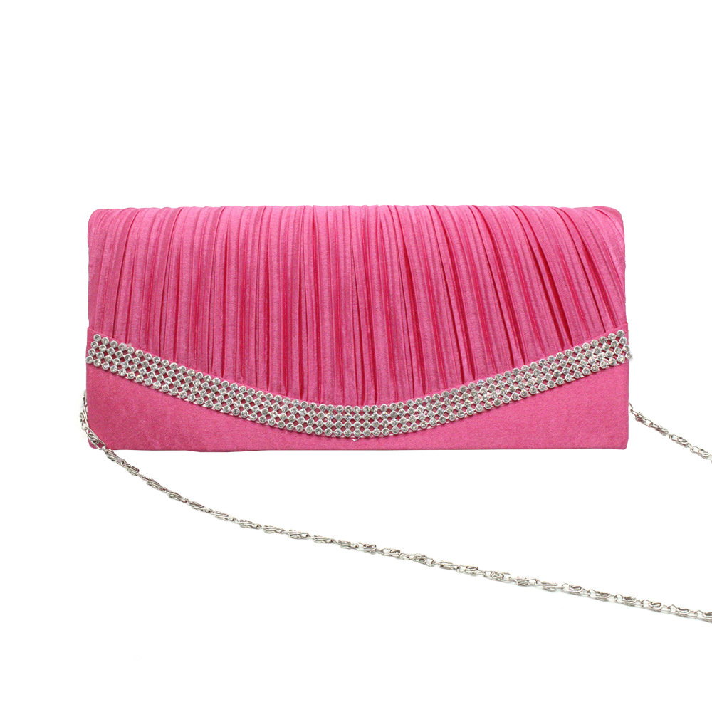Square Shape Folds Craft Medium Size Women's Medium All Seasons Polyester Silk Solid Color Fashion Rhinestone Square Magnetic Buckle Evening Bag
