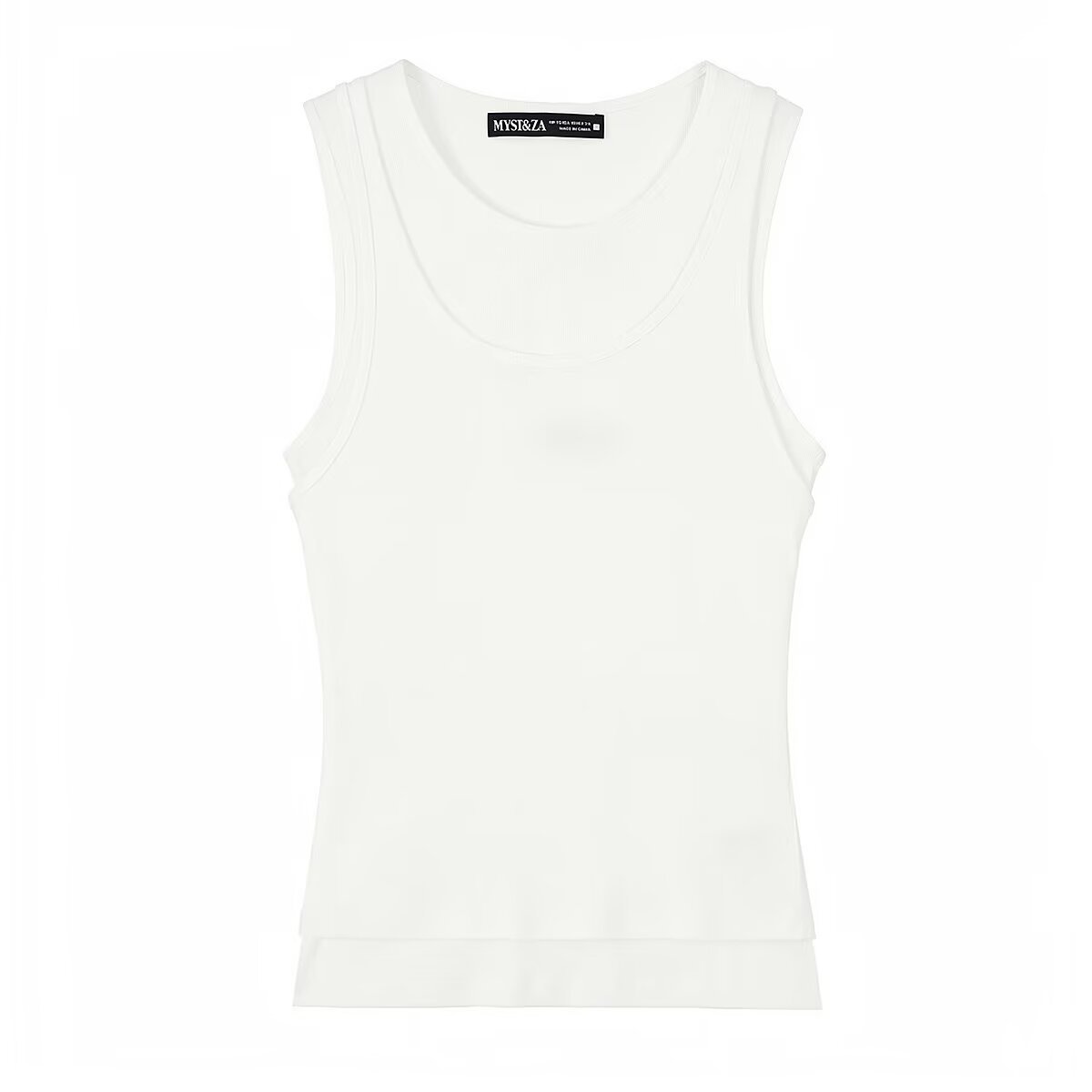 Women's Slim Fit Double-Layer Sleeveless U-Neck Top - Versatile Layering Essential In Black, White, Olive Green_ecoleips.com
