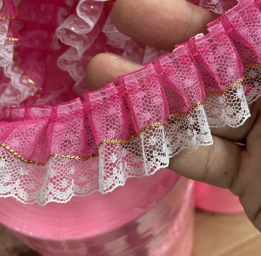 現物3.5cm金辺雪紗波点レース玩具家紡織バッグ工芸アクセサリースカート割引レース