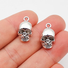 新款古银合金复古风万圣节系列骷髅头吊坠挂件diy自制饰品配件