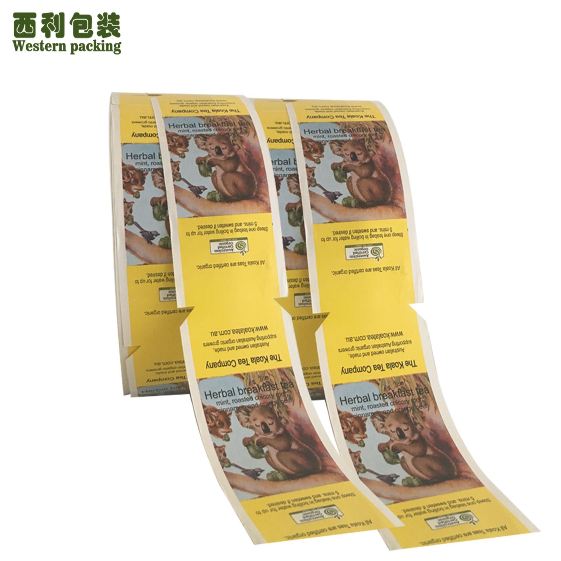 双囊袋袋泡茶标签卷膜一次性热封标签卷膜包装机自动卷膜