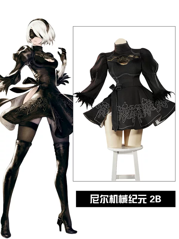 Костюм косплей (Neil) 2B из NieR:Automata, женское чёрное платье, разные размеры