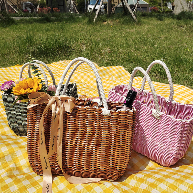Manufacturer's Ready-Made Portable Bath Basket Bathroom Plastic Woven Storage Basket Shopping Vegetable Basket Picnic Basket Souvenir Manufacturer's Ready-Made Portable Bath Basket Bathroom Plastic Woven Storage Basket Shopping Vegetable Basket Picnic Basket Souvenir