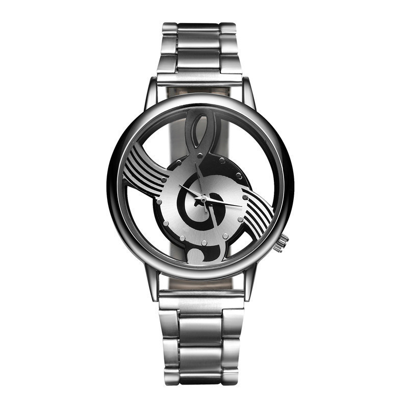 Steel Strap Watch Korean Fashion Hollow Music Symbol Net Strap Watch Men's Women's Note Quartz Watch_voghion.com