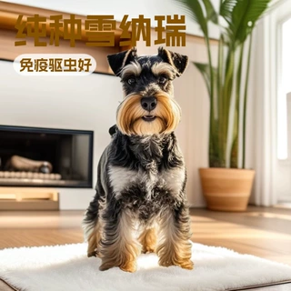 纯种雪纳瑞活体狗狗椒盐黑银雪纳瑞小型宠物玩赏犬茶杯犬幼崽小狗