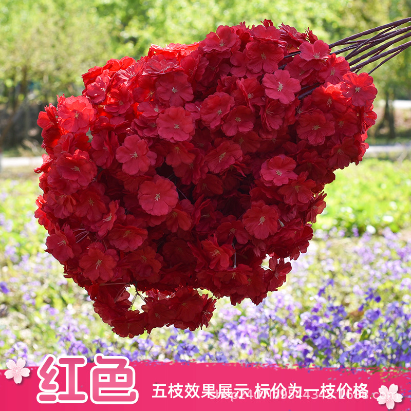 Simulación de flores de cereza flores de melocotón flores de pera flores de ciruela flores de bodas flores falsas vid decoración jardín balcón red de manglares paisaje de pared
