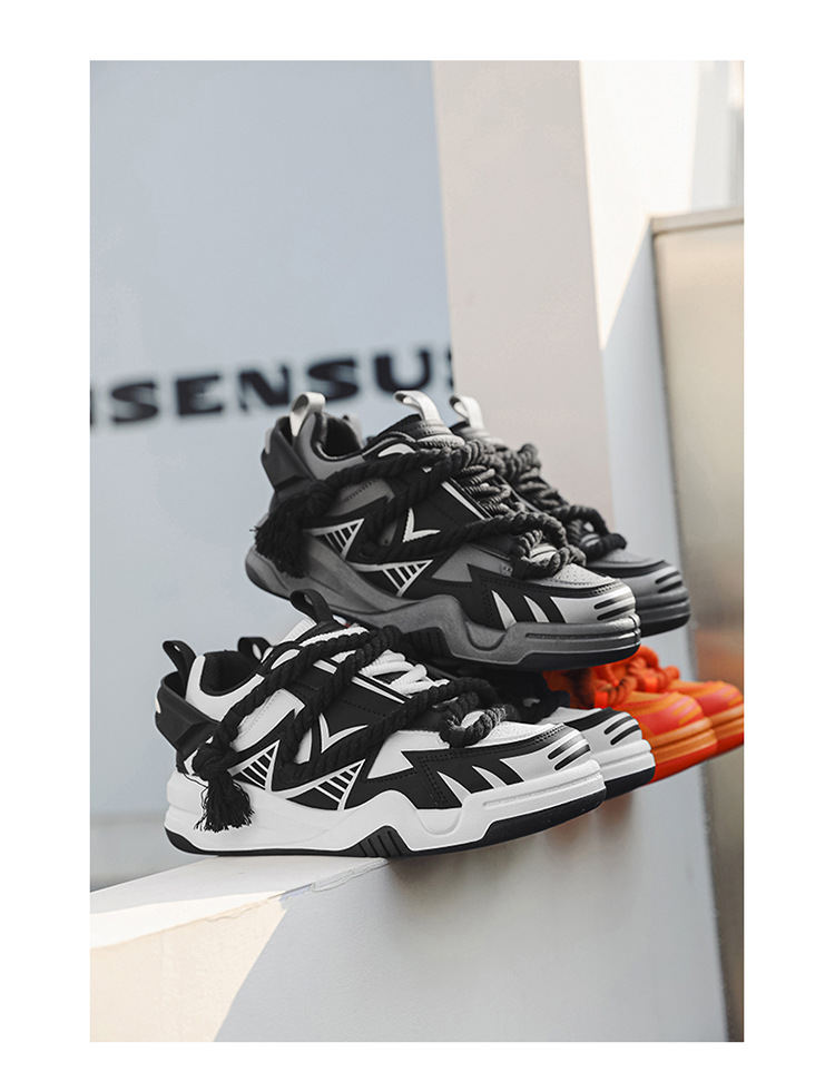 Novos sapatos esportivos masculinos de outono de 2024, sola grossa e antiderrapante, versão coreana, moda moderna, design de nicho, sapatos de pão_voghion.com