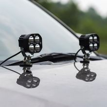 前杠超亮灯大灯聚光引擎盖灯柱汽车雾灯加装A顶40WLED射灯越野车