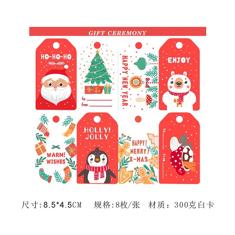 Bolsa de regalo de Navidad decoración colgante bolsas de papel de embalaje de Navidad tarjetas de regalos de vacaciones firma etiqueta de ropa lista image 5