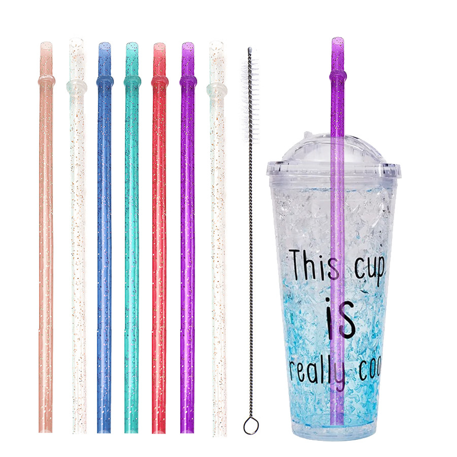 Hipajita dura de rosca de color de 31,5 CM transfronteriza con hebilla de pajita de plástico PP repetible con anillo