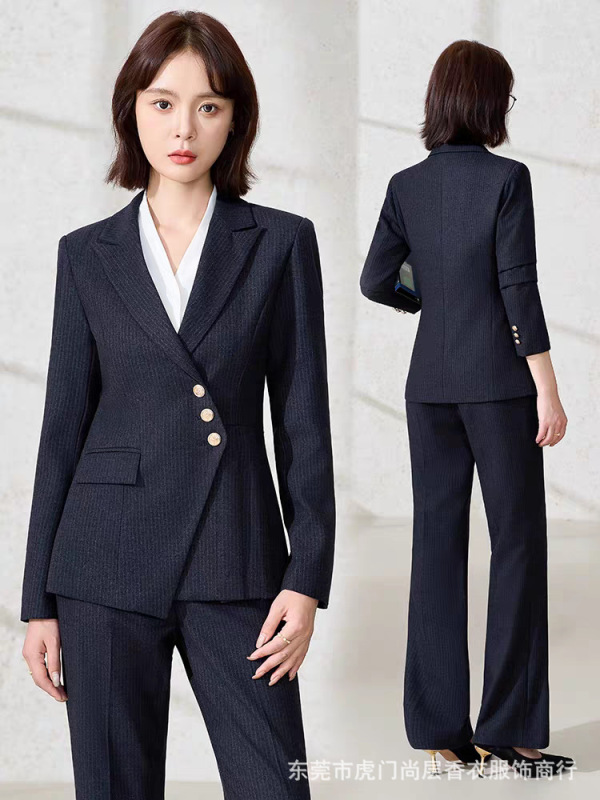 条纹西装外套女春秋季2025新款设计感轻职场职业正装高端西服套装|undefined