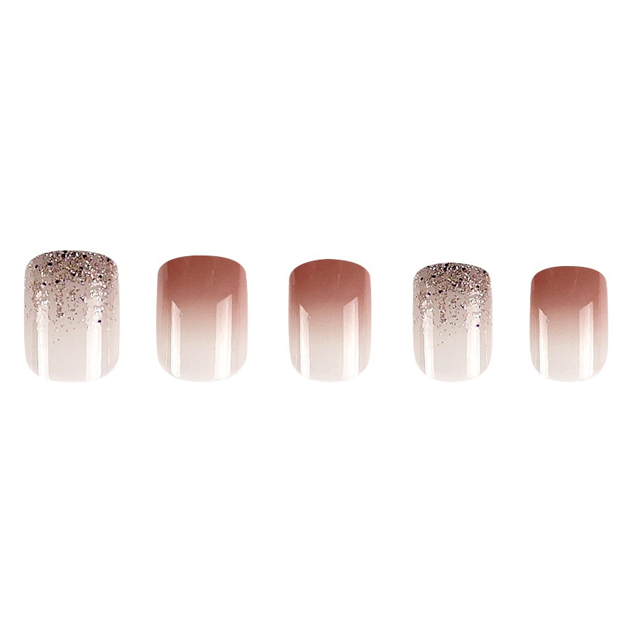 Venta caliente de comercio exterior, piezas de uñas cortas, brillo de hielo puro, parche de uñas postizas, press on nails image 1