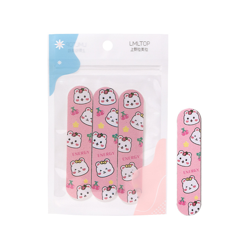 LMLTOP tira de arena de uñas de dibujos animados 3 paquetes lima de pulido de uñas de doble cara tira de pulido herramienta de manicura SY1031