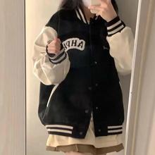 韩版ins宽松学生棒球服女春秋原宿风百搭薄款夹克港风开衫外套潮