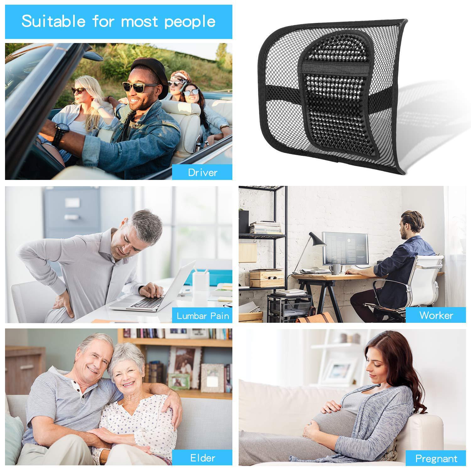 Four Seasons Universal Car Lumbar Support Breathable Waist Support Office Seat Massage Leather Nail Cushion Car Back Support