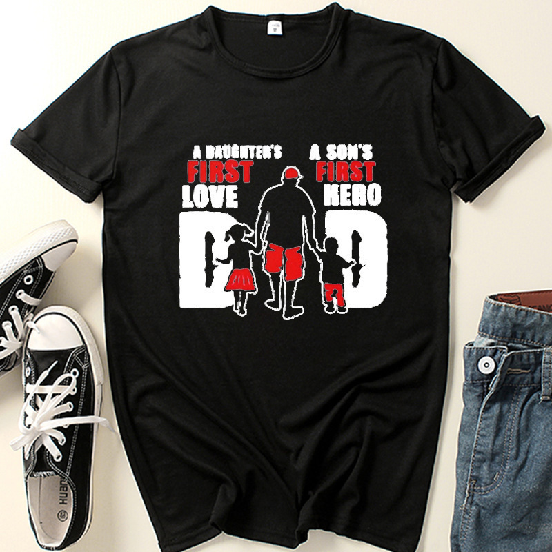 Short Sleeve Daughter's First First Love Hero Daddy Graphic Shirt Funny Family T-shirt Tops T-shirt