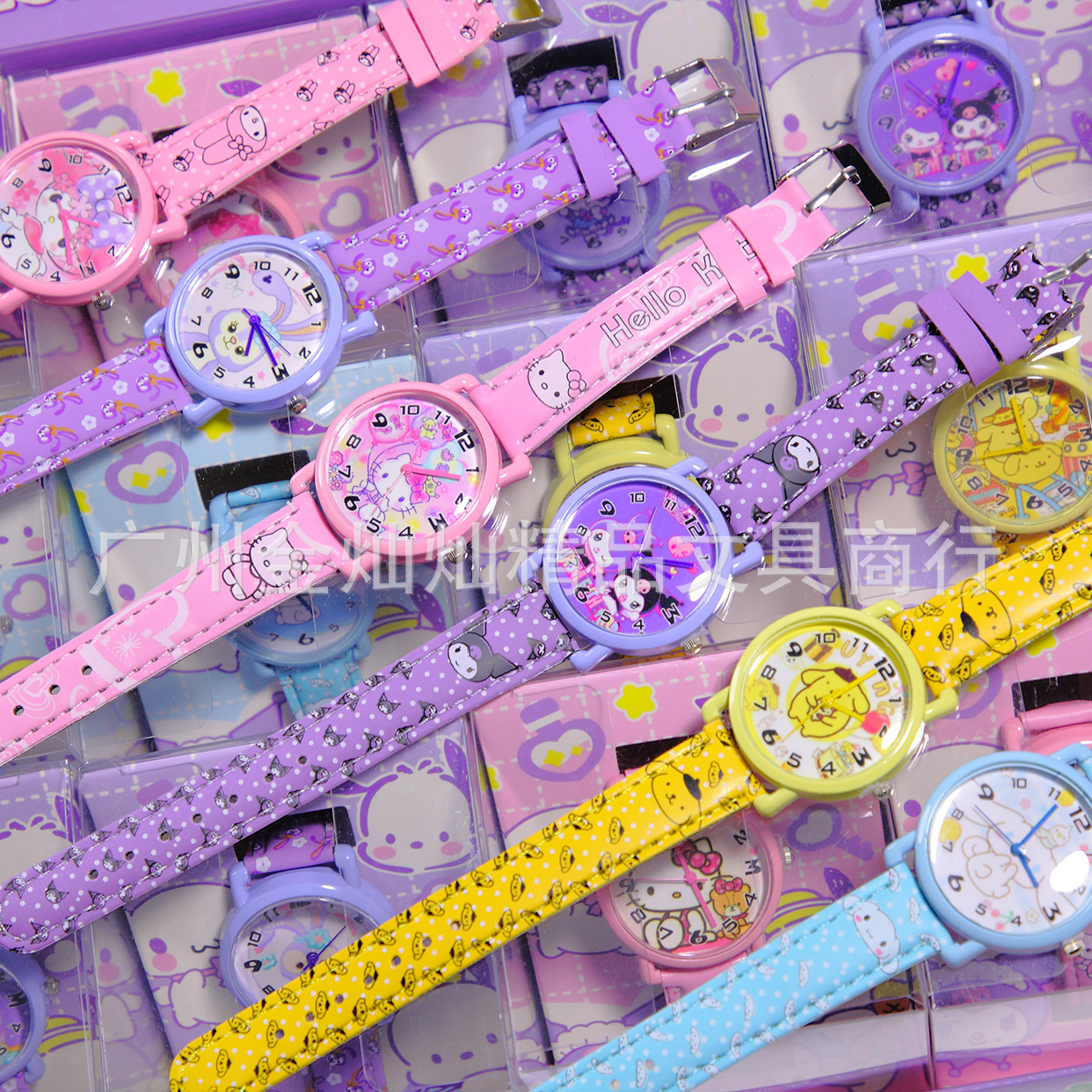 New Gift Sanrio Watch Kuromi Hello Kitty Girl Heart Cartoon Watch Student Quartz Watch Gift Box