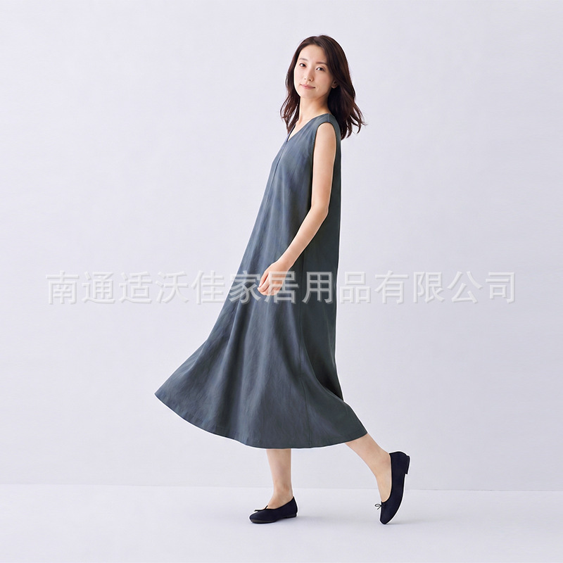 Japanese-Style Linen Cotton Sleeveless Dress Pullover Tank Dress Straight Long Skirt Loose and Cool 2026 Summer New Model