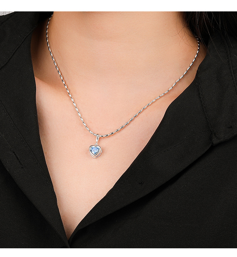 Fashion Heart Shape Sterling Silver Plating Zircon Necklace 1 Piece