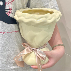 【新家的100个快递】随沐花束摆件陶瓷手捧花瓶客厅餐桌插花装饰