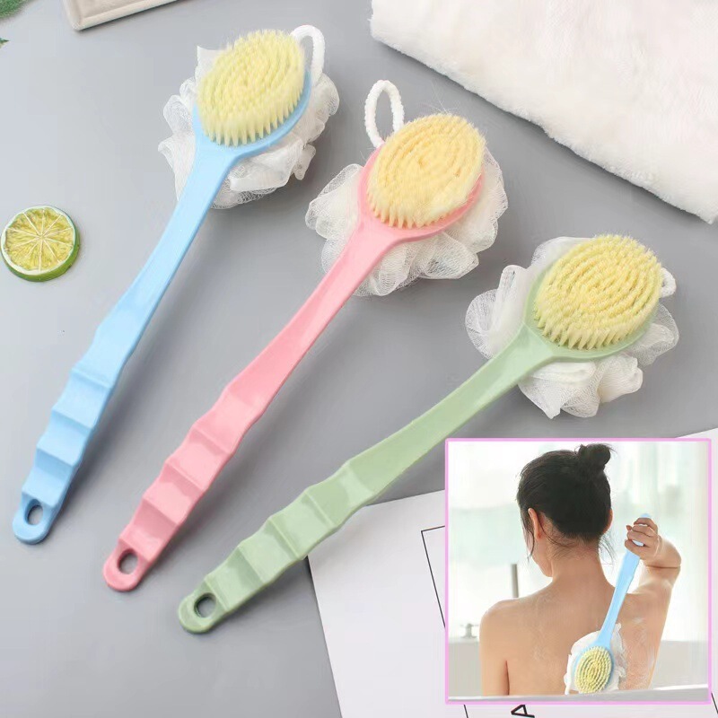 Double-Sided 2-in-1 Bath Brush and Back Scrubber, Bath Scrubber, Exfoliating Brush, Bath Towel, Bath Ball, Long Back Scrubber
