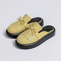 half slippers women's new spring and summer 2023 tassel bow flat muller shoes large shoes