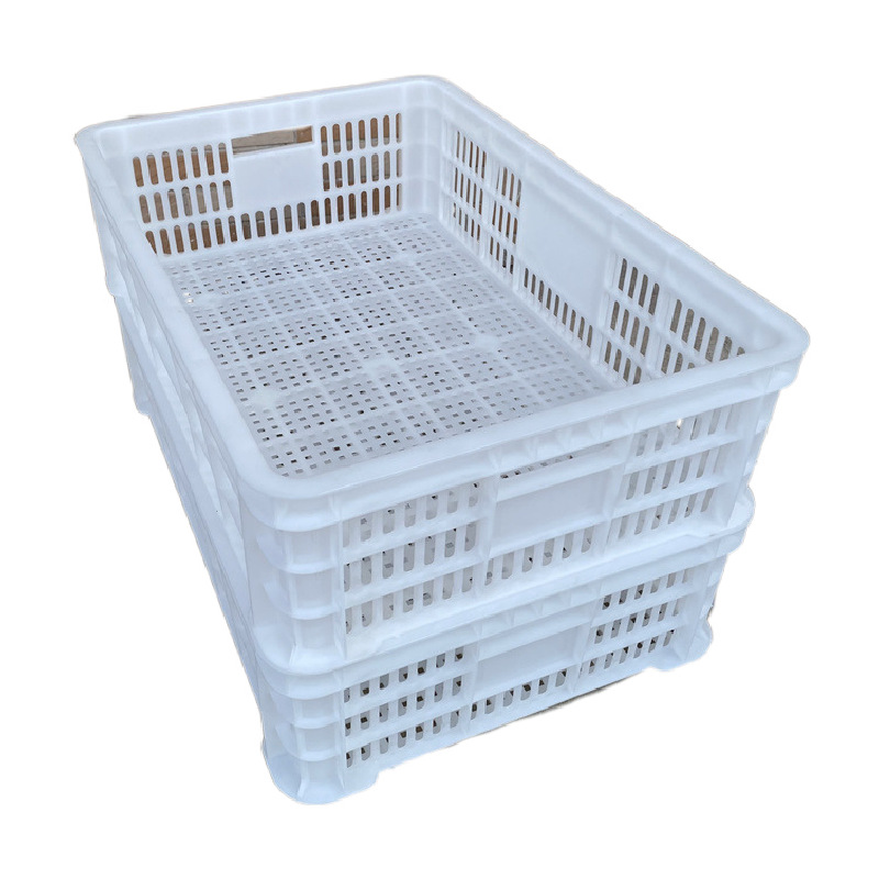 厂家现货加厚塑料筐 蔬菜水果食品周转框 冷冻配送框 垂直塑胶框