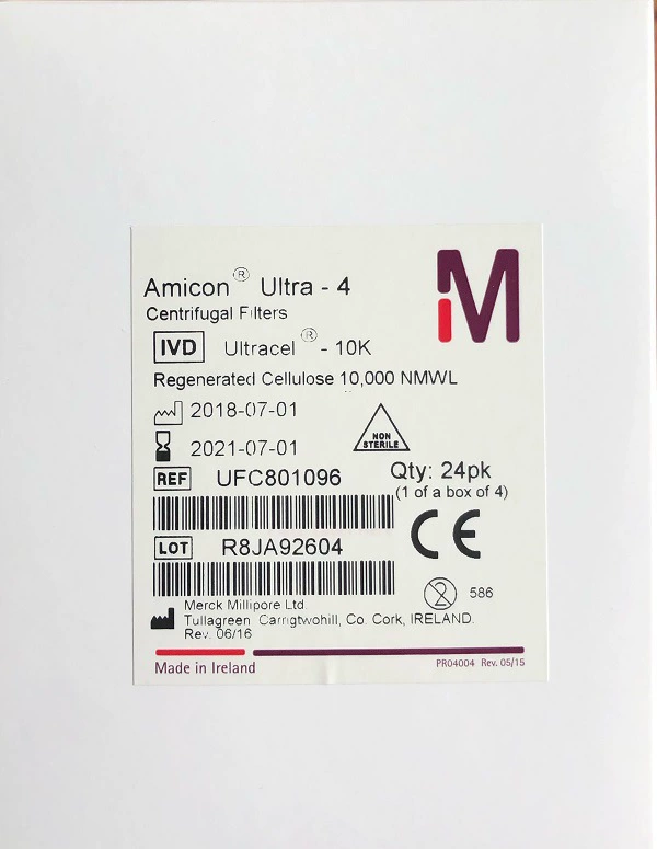 Центрифужная пробирка для ультрафильтрации Millipore UFC801096/UFC801024, для научных исследований, высокоточная, высокоэффективная, с плоским дном