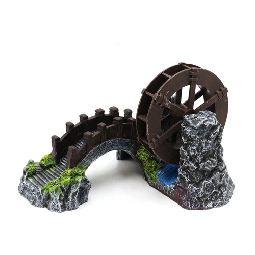 Fish tank water wheel with rotating windmill water wheel oxygen pump for landscape, decorative rockery stones, ornaments, adding oxygen bubbles