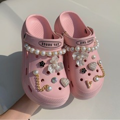 New Style Pearl Chain Hole Shoes Decorative Buckle Removable DIY Fashion Accessory Garden Shoes Decorations Flower Set