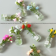 爆款立体仿真花朵夜光玻璃瓶ins风 diy创意桌面摆件自制车内装饰
