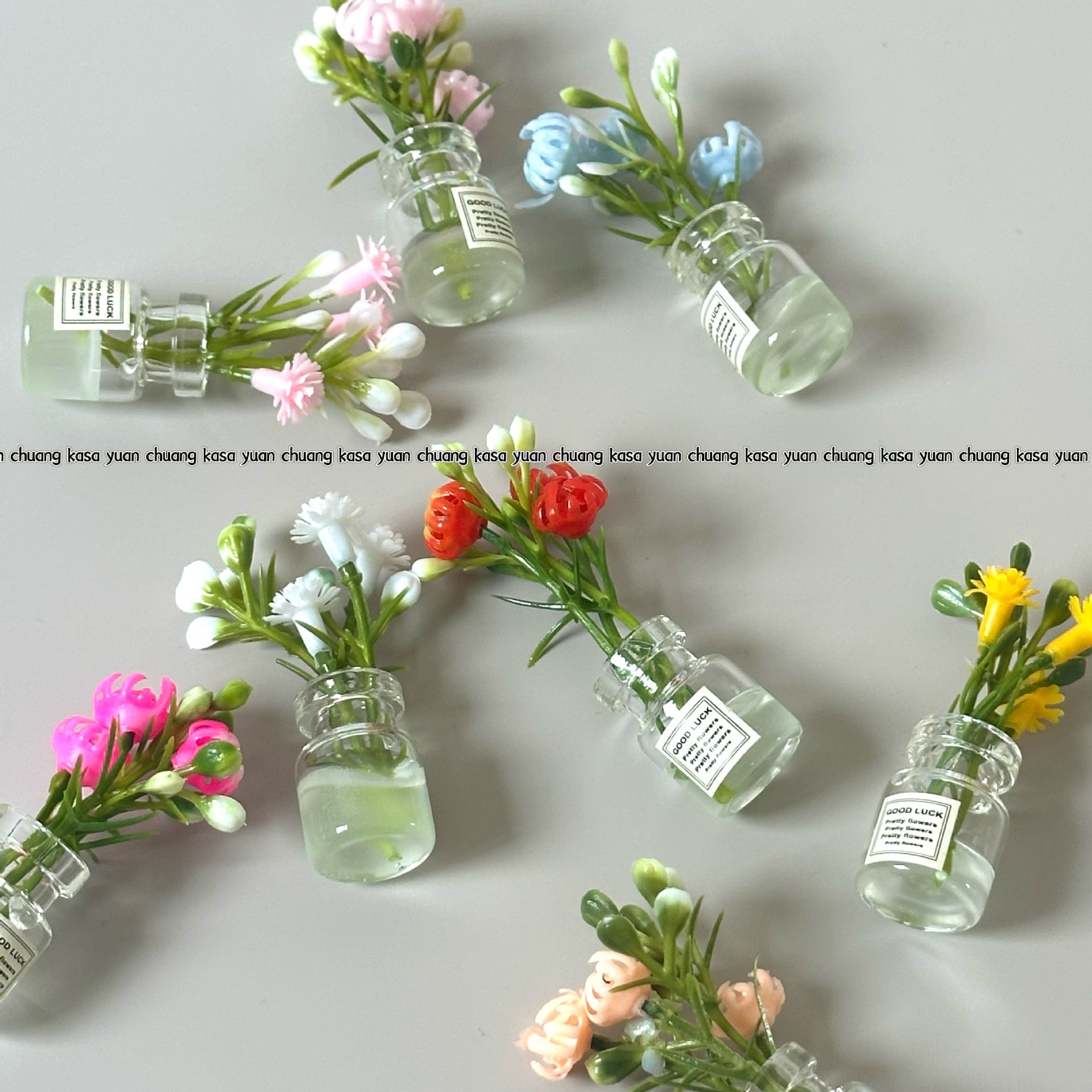 爆款立体仿真花朵夜光玻璃瓶ins风 diy创意桌面摆件自制车内装饰