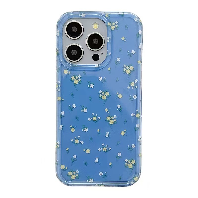 Nicho ins girl fondo azul floral para iphone15/16ProMax funda para teléfono 13 Apple 14 pulsera 16