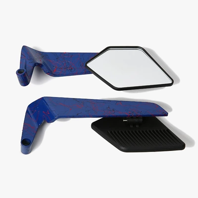 New Motorcycle Fixed Wing Rearview Mirror Suitable for Kawasaki Ducati Wide-View Blade Reflector Modification Parts (Motorcycle rearview mirror) - art-pattern-black-mirror-shell-blue