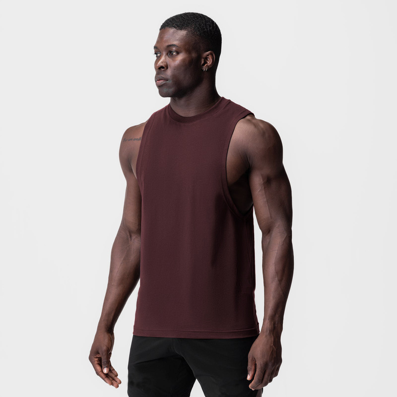 2025 cross-border European and American fitness men's T-shirt round neck elastic sleeveless T-shirt beautiful size summer fitness solid color sports vest