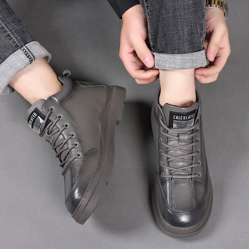 Winter leather shoes, keep warm high footwear for leisure for leather shoes, cowhide, genuine leather
