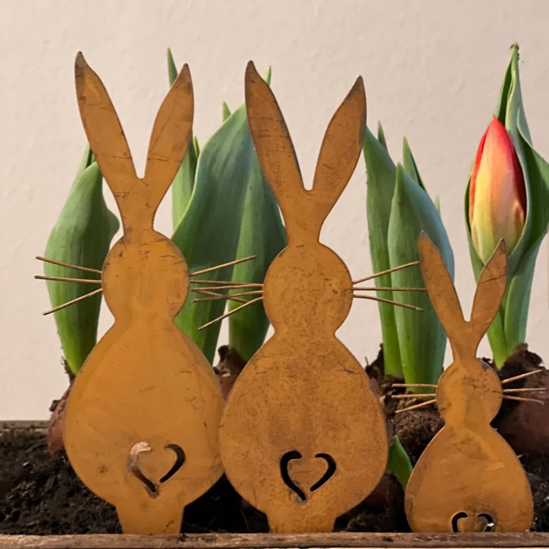 跨境生锈的兔子复活节铁艺兔子彩蛋剪影十字架花园插件庭院装饰品详情17