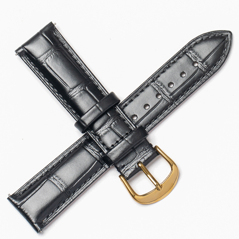 Correa de reloj de cuero al por mayor de fábrica primera capa de piel de vaca hebilla de PIN accesorios de cadena de reloj de cuero para hombres y mujeres caja de regalo reloj automático oreja