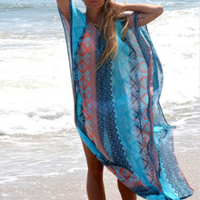 欧美外贸女装海边度假欧美雪纺长裙土耳其长袍式大码沙滩裙防晒衫
