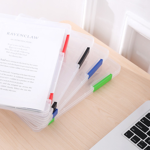 A4 transparent plastic file box folder portable information box storage box bill file test paper desktop organization box