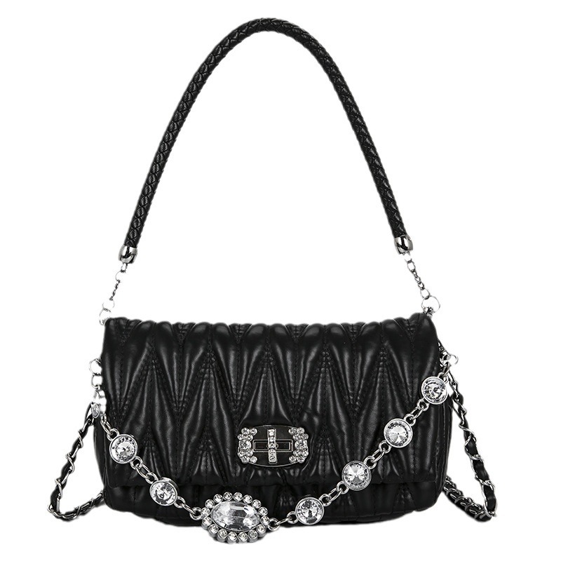 New Full Diamond Chain Fashion Versatile temperament Trendy High quality Small Fragrant Wind Cloud Duo Pleated Single_voghion.com