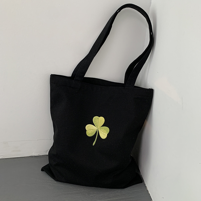 Bolso de lona Clover Bolso de matrícula de gran capacidad de verano para mujer Bolso de libro portátil para estudiantes de primaria y secundaria Bolso de tela portátil
