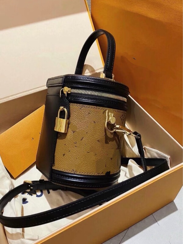 驴家包包新款老花色发财桶手提水桶包单肩包女跨境专供特价批发|undefined